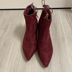 burgundy heeled booties